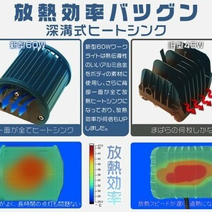 4個セット 新生代3列ワークライト 60W LED作業灯 集魚灯 OSRAM製を凌ぐ ホワイト 12/24V兼用 IP67 1年保証 送料無「WK-GL-C4Sx4」の画像4