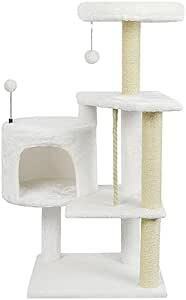 TINWEI キャットタワー 猫タワー 全面麻紐 安定 猫ハウス コンパクト 爪とぎ 省スペース 据え置き 隠れ家 おもちゃつ