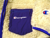 Champion チャンピオン 女性用 L ボア フリース ロング ジャケット ナチュラル 紫 ダブルジッパー フリース コート ガウン_画像6