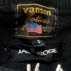 vanson JACKROSE バンソン ジャックローズ 黒 3 トレーナー スウェットシャツ 背面刺繍入りの画像4