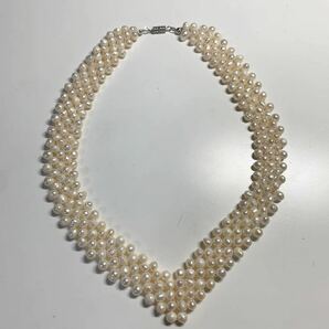 新品 pt プラチナ 本物 真珠 ネックレス 編込み 首飾り 系 ハートの画像1