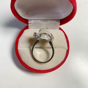 新品 pt プラチナ ダイヤ 本物 真珠 リング 指輪 サイズ 15号 ホワイトカラー 系の画像2