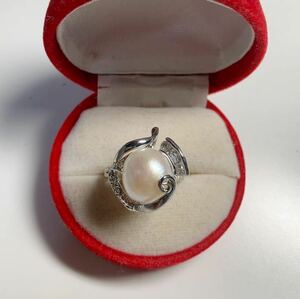 Новый PT Platinum Diamond Real Pearl Ring Ring Size Размер 20 Белый цвет