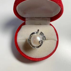新品 pt プラチナ ダイヤ 本物 真珠 リング 指輪 サイズ 13号 ホワイトカラー 系の画像1