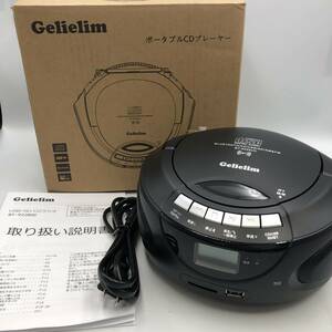 【通電確認済】Gelielim CDプレーヤーポータブル FM/AMラジオ CDプレイヤー /Y16193-D1