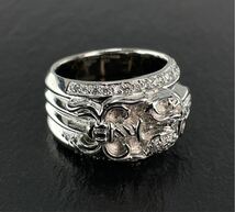 ★正規品カスタム★CHROME HEARTS クロムハーツ・新品仕げ天然石/Pt・ダガーハートリング ・21-22号_画像6