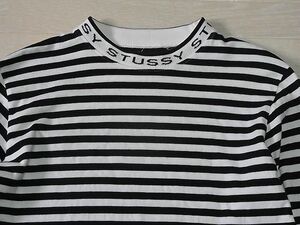 stussy　長袖ロンT　SIZE:S　色：白黒　ボーダー　ステューシー　カットソー　長袖Tシャツ