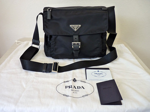 ■□ PRADA ● 美品 ● プラダ ショルダー バッグ 1BD994 ブラック 三角プレート 送料無料 □■