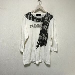 本物ビームスBEAMSコットンプリント7部丈長袖TシャツロンTメンズサーフアメカジミリタリービジネススーツ白ホワイトL