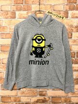 MINION MADE ミニオンズ キッズ スケボーミニオン 裏起毛 フーディー スウェット 160 杢グレー 綿ポリエステル_画像1