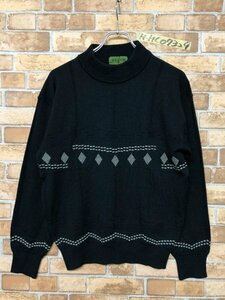 GENT’S レディース ダイヤ ニットハイネックセーター 日本製 L 黒 アクリル毛