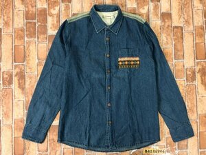 TITICACA Titicaca men's . pocket embroidery switch design Denim long sleeve shirt M blue cotton 