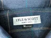 LYLE&SCOTT ライルアンドスコット メンズ 胸ポケット刺繍 チェック 長袖シャツ M グレー青 アクリル毛混_画像2