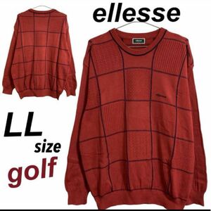 ellesse GOLF エレッセ ゴルフ メンズ 春ニット LL ウェア セーター レッド(c38)