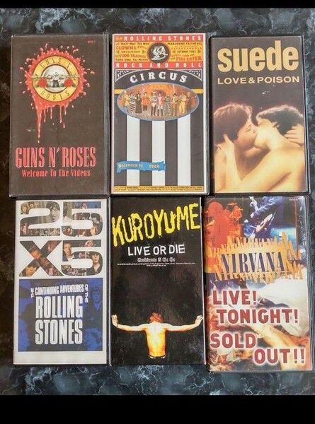 VHS ビデオ まとめ売り ・The Rolling Stones・Suede・Guns N' Roses・Nirvana・黒夢
