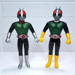 ☆ 仮面ライダー 1 号 & ショッカーライダー ☆　ミドルサイズ ソフビ　2 体 セット 昭和レトロ 　1989年　バンダイ