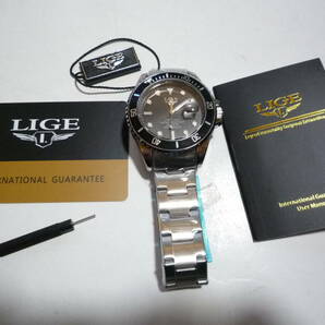 LIGE メンズクオーツ腕時計 ダイバー防水 高品質 未使用品の画像1