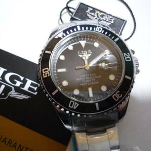 LIGE メンズクオーツ腕時計 ダイバー防水 高品質 未使用品の画像4