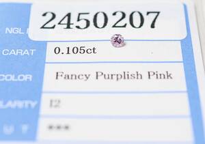 【１００円～】0.105ct 天然ダイヤ FANCY PURPLISH PINK（ナチュラルカラー）I2