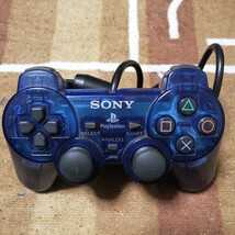 動作確認済　純正品 PS2 コントローラー デュアル ショック 2 オーシャン ブルー クリア スケルトン PlayStation2 DUALSHOCK 2_画像1