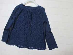 コルディア*CORDIER　チュール刺繍レース装飾カットソー　サイズ42