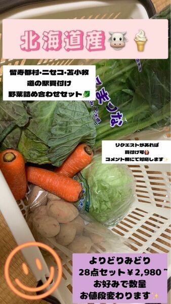 "北海道産野菜詰め合わせ2980円〜！！"