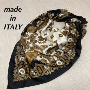 Красивый итальянский большой формат Scarf Black Paisley Pattern Подходящий Furoshiki Mushi Skalf красивый дизайн монотон