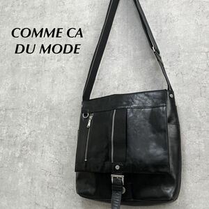 コムサデモード 黒レザーショルダーバッグ ブラック　COMME CA DU MODE メンズ　レザーバッグ