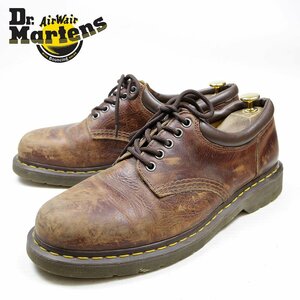 UK9　28cm相当　Dr.Martens　ドクターマーチン　5ホール　レザーシューズ　ブラウン　茶 イエローステッチ/24.3.9/P331