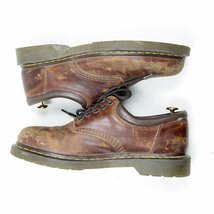 UK9　28cm相当　Dr.Martens　ドクターマーチン　5ホール　レザーシューズ　ブラウン　茶 イエローステッチ/24.3.9/P331_画像4