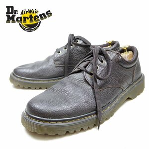 UK10　29cm相当　Dr.Martens　ドクターマーチン　4ホール　レザーシューズ　ブーツ　イエローステッチ　ブラウン/24.3.15/P409