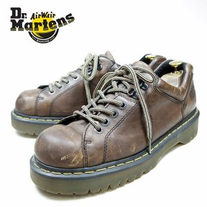 UK9　28cm相当　Dr.Martens　ドクターマーチン　4ホール＋2　レザーシューズ　ブラウン　茶 イエローステッチ/24.3.15/P404