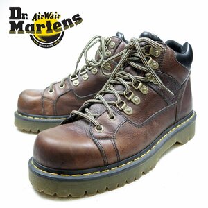 UK9　28cm相当　Dr.Martens　ドクターマーチン　変形8ホール　レザーシューズ　ブラウン　茶 イエローステッチ/24.3.20/P453