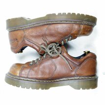 UK9　28cm相当　Dr.Martens　ドクターマーチン　4ホール＋2　レザーシューズ　ブラウン　茶 イエローステッチ/24.3.20/P440_画像4