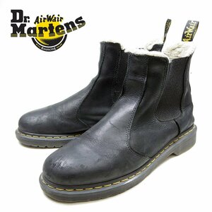 UK9　28cm相当　Dr.Martens　ドクターマーチン　サイドゴア　レザーシューズ　裏ボア　スノーブーツ　イエローステッチ/24.3.20/P442