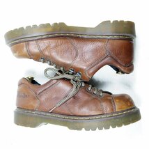 UK9　28cm相当　Dr.Martens　ドクターマーチン　4ホール＋2　レザーシューズ　ブラウン　茶 イエローステッチ/24.3.20/P440_画像5