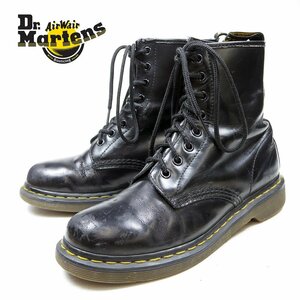 UK6　25cm相当　Dr.Martens　ドクターマーチン 8ホール　レザーシューズ　ブーツ　イエローステッチ　ブラック/24.3.22/P489