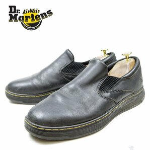 UK8 27cm相当 Dr.Martens ドクターマーチン スリッポン ローファー レザーシューズ ブーツ イエローステッチ ブラック/24.3.22/P481の画像1