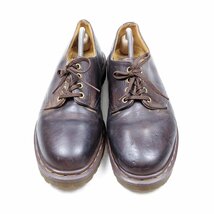 UK10　29cm相当　Dr.Martens　ドクターマーチン　4ホール　レザーシューズ　ブーツ　イエローステッチ　ブラウン/24.3.21/P487_画像2