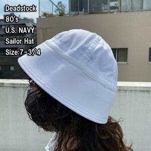 【メール便可】デッドストック　80年代　U.S.NAVY　セーラーハット　アメリカ軍　海軍　SailorHat　ヴィンテージ　バケットハット　バケハ