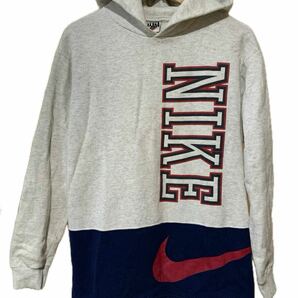 90s USA製 NIKE ナイキ スウォッシュロゴ スウェットパーカー フーディー キッズ L 14/16の画像1