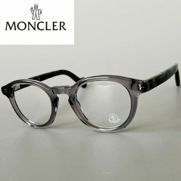 メガネ モンクレール メンズ レディース◆MONCLER◆ボストン【新品】グレー クリア 眼鏡 灰 ツートン スケルトン 透明 オシャレ 丸メガネ