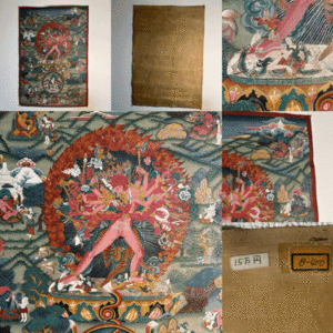 時代物 旧家整理品 チベット 仏教美術 タンカ 曼荼羅 肉筆絹本 描金仏 蝋印付 古物保証（高麗 李朝朝鮮 唐物 中国美術 仏像 掛け軸 書画）