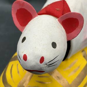 f-27833 出雲の福ねずみ 首振り鼠 張子 郷土玩具 民芸品 俵のねずみ 縁起物 からくり玩具 工芸品 コレクションの画像9