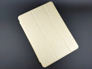 iPad 9.7 2017用 スタンドカバー ハードケース 三折 薄型 フリップ ゴールド