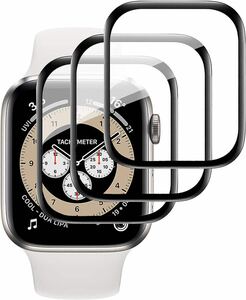 c-845 Apple Watchシリーズ6/5/4/SE 44mm用[3枚セット]EGOECスクリーンプロテクター、ブラックエッジアンチスクラッチアンチバブルウルトラ