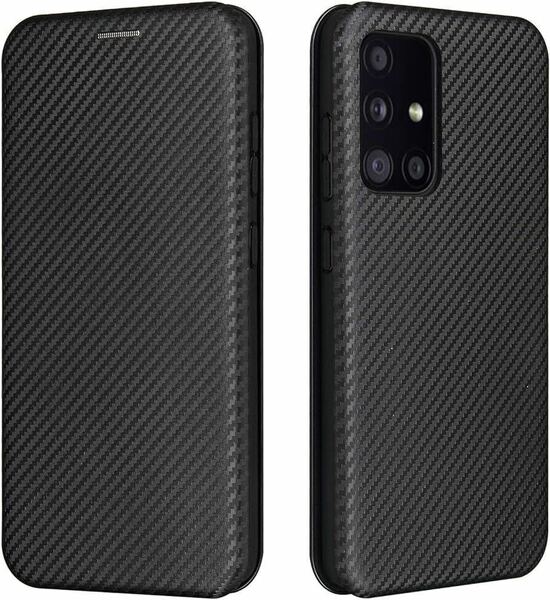 c-866 Galaxy A52 5G ケース 手帳型 SC-53B カバー 炭素繊維 薄型 ギャラクシー A52 5G カバー(ブラック, Galaxy A52 5G)