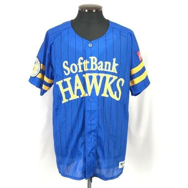 Softbank HAWKS/ソフトバンクホークス★野球/応援グッズ/半袖レプリカユニフォームシャツ【Mens size -L/青/Blue】Tops/Shirts◆BH228-B