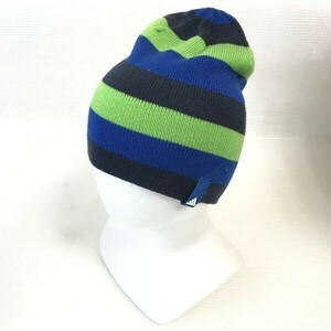 adidas★ニット帽【54-57cm/green×blue/ボーダー】knit/hat/cap◆CB66