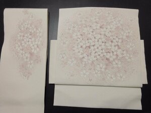 ドークブア■つけ帯　塩瀬九寸名古屋帯　金彩桜　白地　極上の逸品　A51